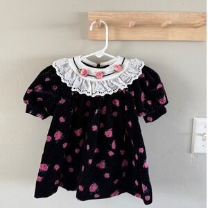 vintage floral velour‎ dress 18m